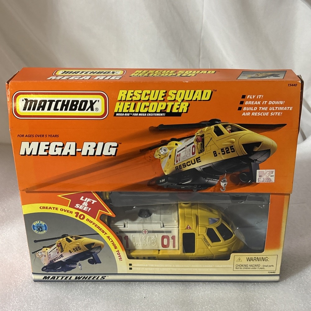 Vintage 1997 Mattel Inc. Matchbox‎ Mega Rig Rescue Squad Helicopter .